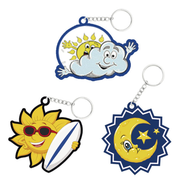 Llaveros Goma Sol & Luna. 100 Unidades.