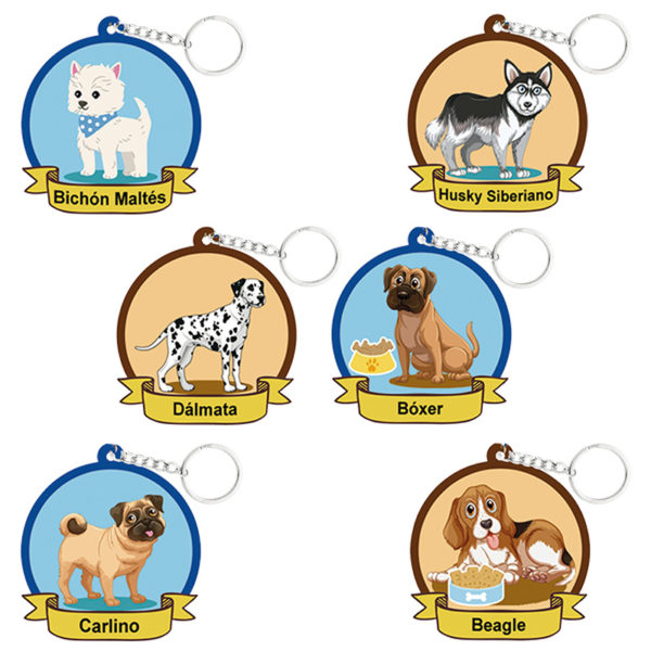 Llaveros Goma Perros. 100 Unidades.