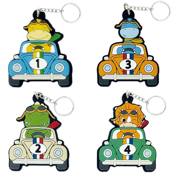 Llaveros Goma Coches Dinosaurios. 100 Unidades.