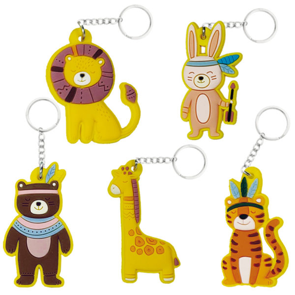 Llaveros Goma Animales Indios. 100 Unidades.