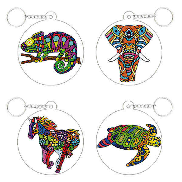 Llaveros Goma Animales Mandala. 100 Unidades.