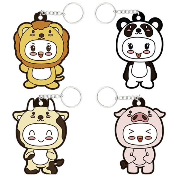 Llaveros Goma Disfraz Animales. 100 Unidades.