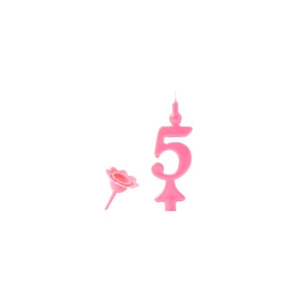 Vela número rosa 5