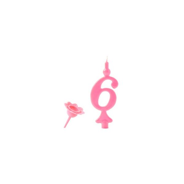 Vela número rosa 6