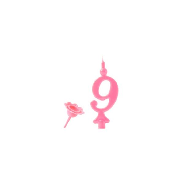Vela número rosa 9