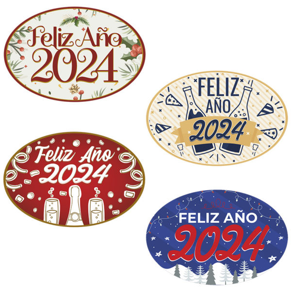 Letrero Ovalado Feliz 2024. 84 unidades.