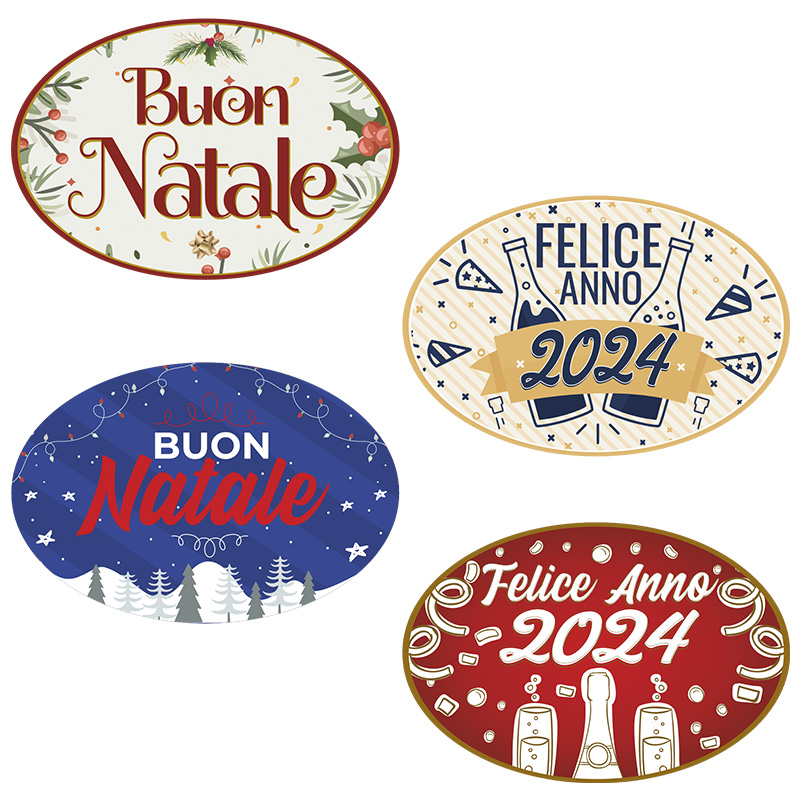 Letrero Ovalado Feliz 2024 Italiano. 84 unidades.