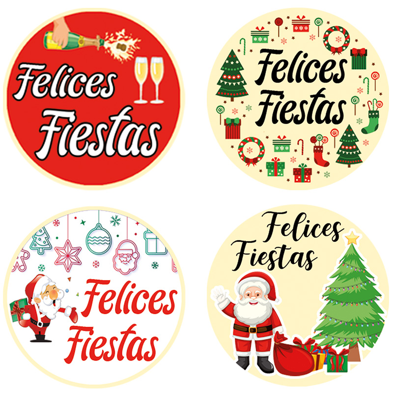 Letrero Redondo Felices Fiestas. 60 unidades.
